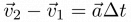 $\vec{v}_2 - \vec{v}_1 = \vec{a} \Delta t$